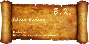 Béres Kadosa névjegykártya